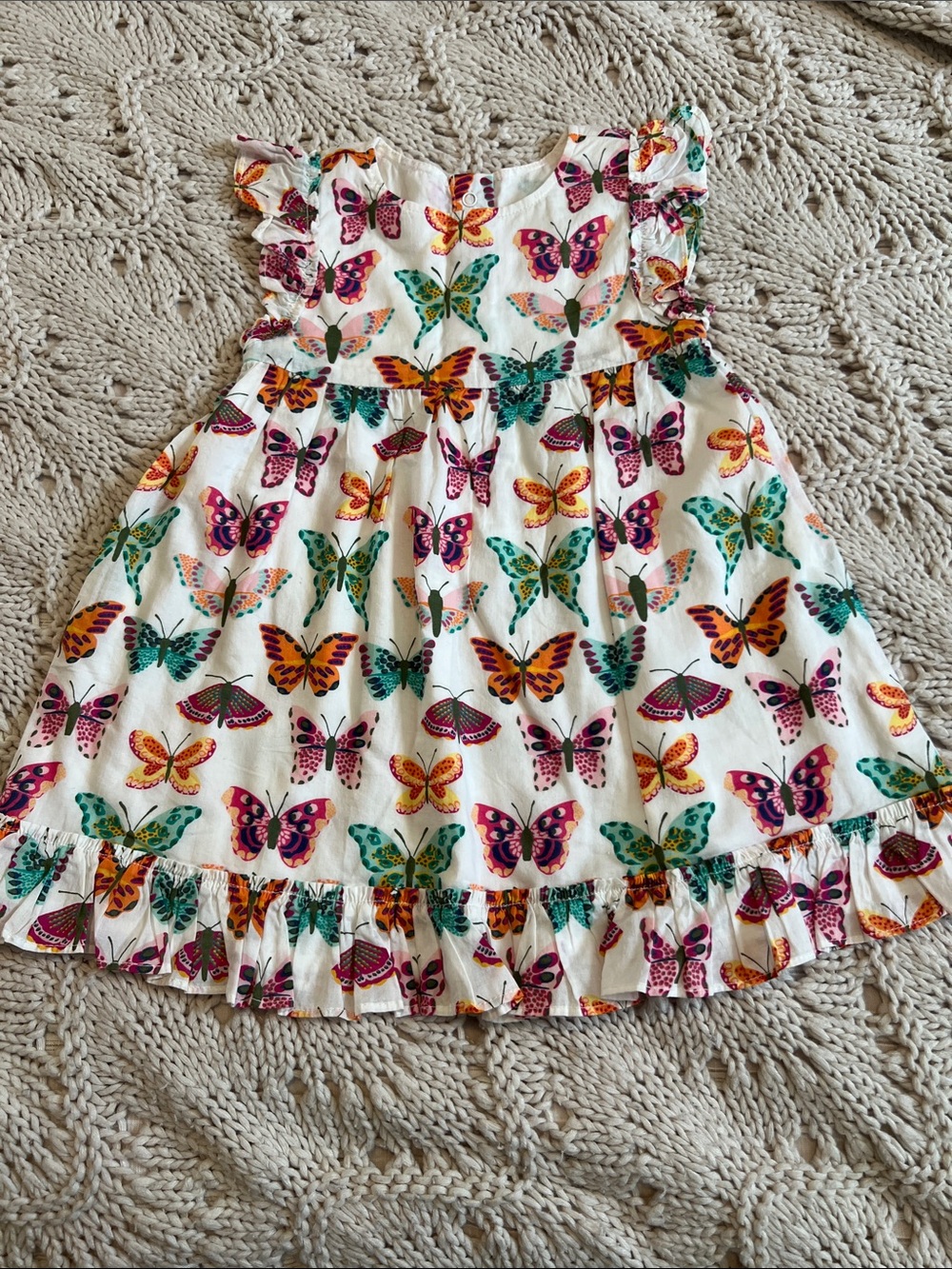 Gymboree White Butterfly Print Sundress with Ruffle Trim